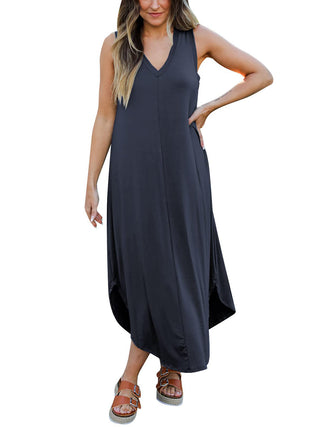 Full Size V-Neck Midi Tank Dress Trendsi