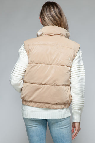 Snobbish Fine Fur Lining Quilted Vest Trendsi