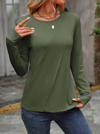 Round Neck Long Sleeve T-Shirt Divacious