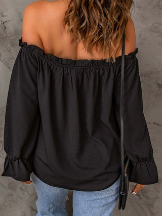 Off-Shoulder Flounce Sleeve Blouse Divacious