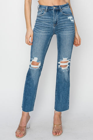 High Rise Distressed Ankle Jeans Divacious