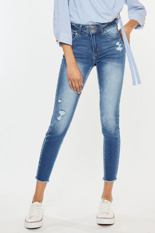 Kancan Distressed Raw Hem High Waist Jeans Divacious