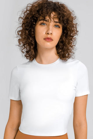 Millennia Round Neck Short Sleeve Yoga Tee Trendsi