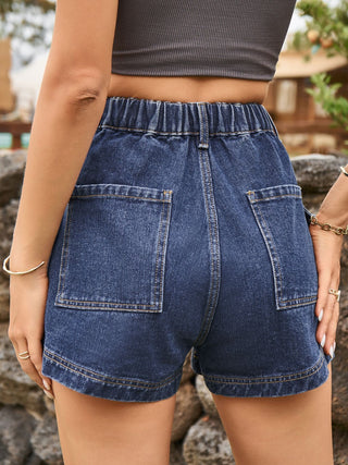 High Waist Denim Shorts with Pockets Divacious