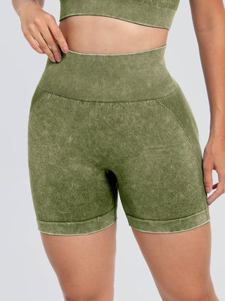 Washed High Waist Active Shorts Divacious