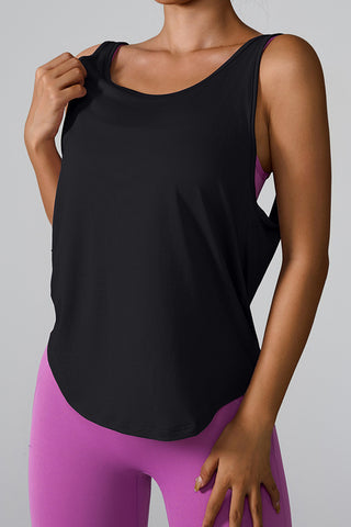 Crisscross Round Neck Active Tank Trendsi