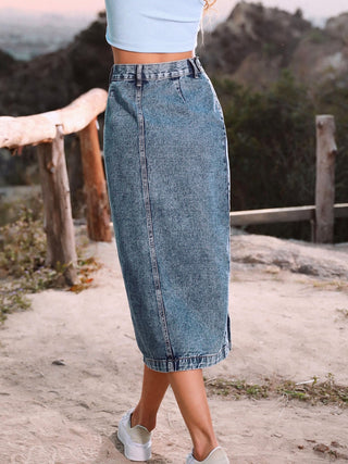 Button Down Denim Skirt Divacious