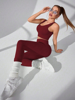 Scoop Neck Wide Strap Top and Pants Active Set Trendsi