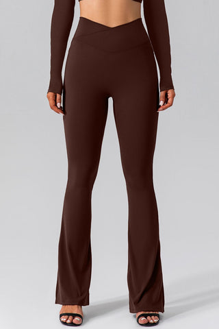 High Waist Slit Pocketed Active Pants Trendsi