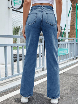 Slit High Waist Jeans with Pockets Divacious