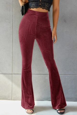 Ribbed High Waist Flare Pants Divacious