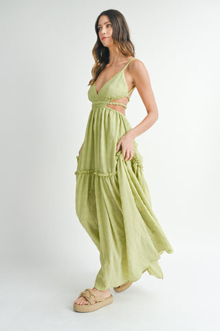 MABLE Cutout Waist Backless Maxi Dress Trendsi