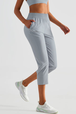 Elastic Waist Cropped Sports Pants Trendsi