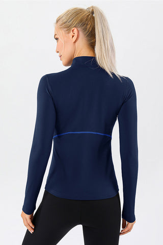 Mock Neck Quarter Zip Active T-Shirt Trendsi