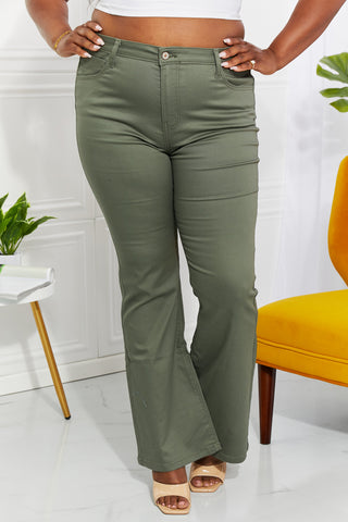 Clementine Full Size High-Rise Bootcut Jeans in Olive Divacious