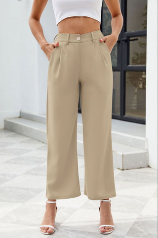 Pocketed High Waist Pants Divacious