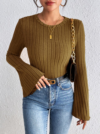 Round Neck Flare Sleeve T-Shirt - Divacious