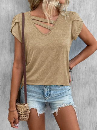 Cutout Petal Sleeve T-Shirt Divacious