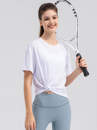 Round Neck Short Sleeve Active Top Trendsi