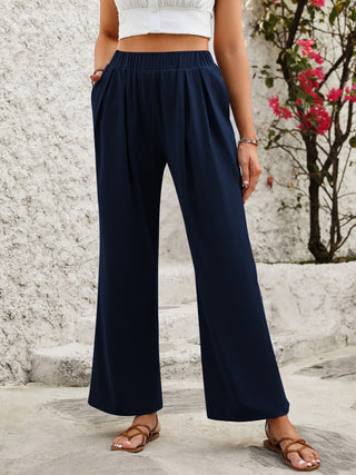 Elastic Waist Wide Leg Pants - Divacious