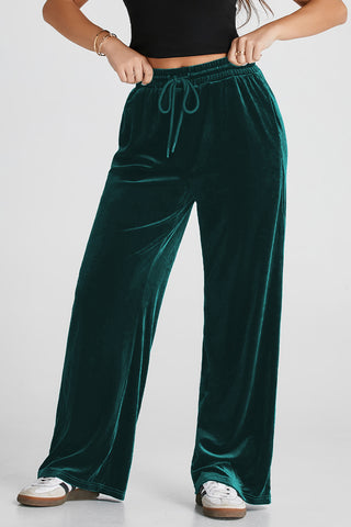 Drawstring Wide Leg Active Pants Trendsi