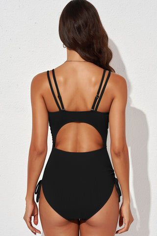 Tied Cutout Plunge One-Piece Swimsuit Divacious