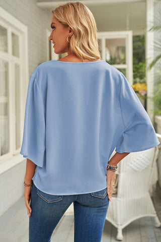 Short Sleeve Draped Blouse Divacious