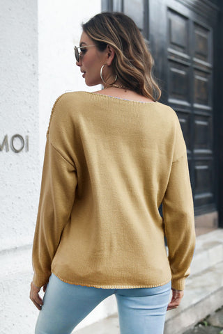 Cable-Knit V-Neck Sweater Divacious