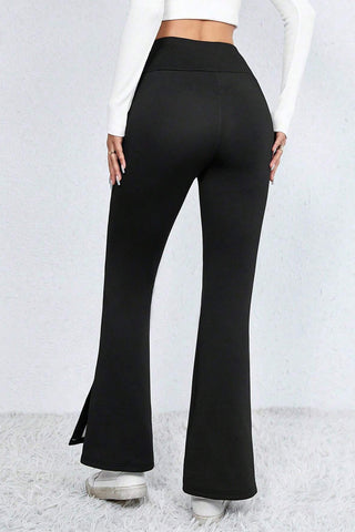 Slit High Waist Bootcut Pants Divacious