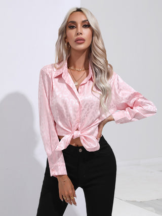 Printed Collared Neck Buttoned Shirt Divacious