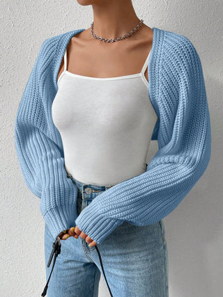 Open Front Long Sleeve Cropped Cardigan - Divacious