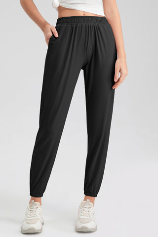 Elastic Waist Active Pants with Pockets Trendsi