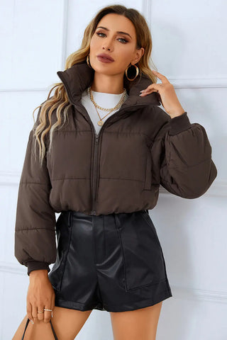 Zip-Up Winter Coat with Pockets Divacious