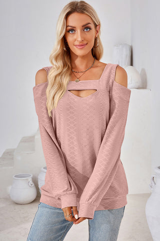 Cutout Square Neck Cold Shoulder T-Shirt Divacious