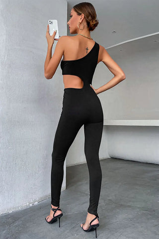 One-Shoulder Cutout Jumpsuit Divacious