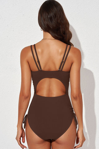 Tied Cutout Plunge One-Piece Swimsuit Divacious