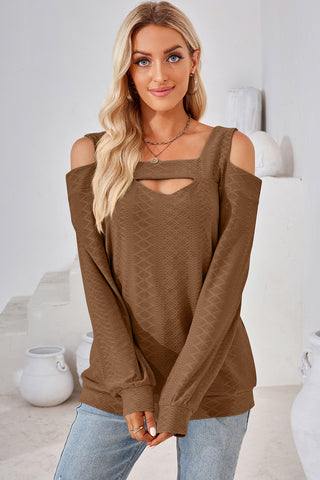 Cutout Square Neck Cold Shoulder T-Shirt Divacious