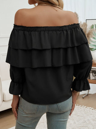 Off-Shoulder Flounce Sleeve Blouse Divacious