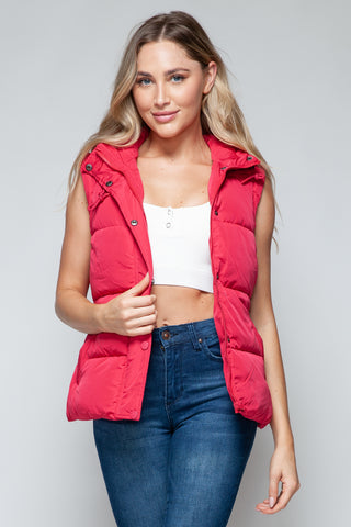 Snobbish Snap and Zip Closure Hooded Vest Trendsi