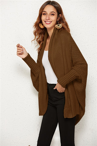 Open Front Batwing Sleeve Cardigan Divacious