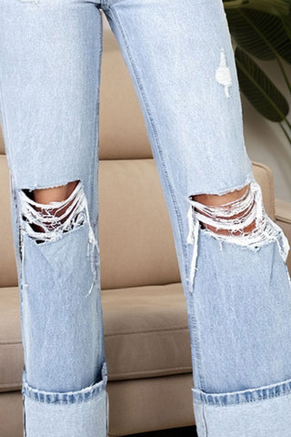 Distressed High Waist Jeans with Pockets Divacious