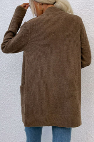 Open Front Rib-Knit Cardigan with Pockets Divacious