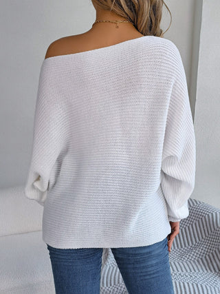 One-Shoulder Lantern Sleeve Sweater Divacious