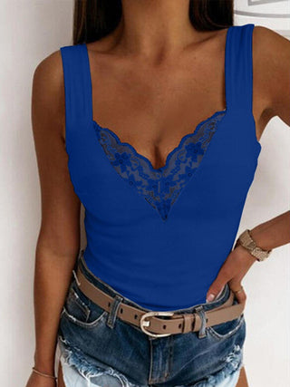 Full Size Lace Detail Sweetheart Neck Tank Divacious