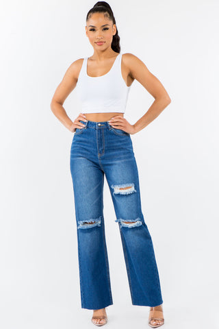 High Waist Distressed Wide Leg Jeans Divacious