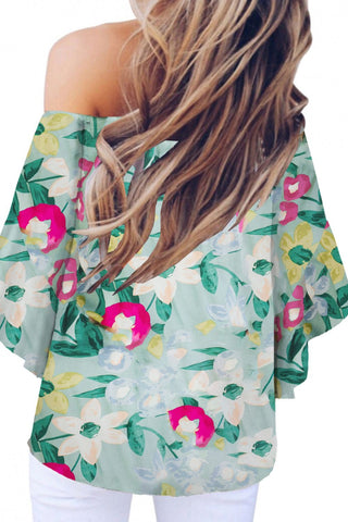 Tied Printed Off-Shoulder Half Sleeve Blouse Divacious