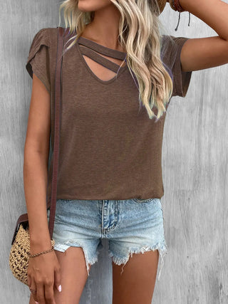 Cutout Petal Sleeve T-Shirt Divacious