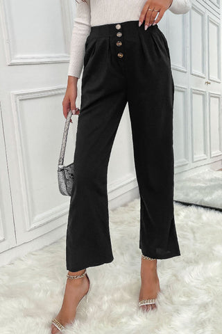 Button Fly Wide Leg Pants Divacious