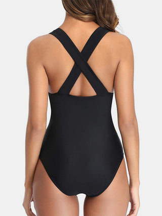 Crisscross Plunge Wide Strap One-Piece Swimwear Divacious