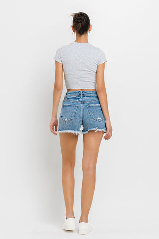 Lovervet Stepped Waist Raw Hem Denim Shorts Divacious